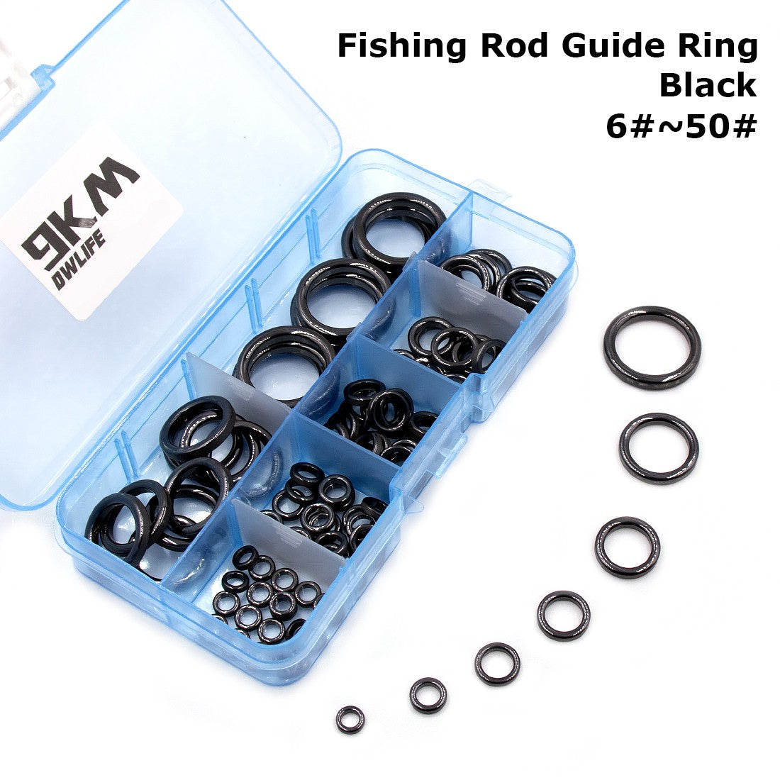 Anel Guia de Vara de Pesca 10pçs~100pçs Resistente ao Desgaste Cerâmica Kit de Reparo de Vara Anel Alconite Preto 6mm~47.3mm