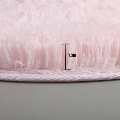 100/120/140/160 Round Rug Fluffy Soft Area Rugs for Kids Girls Room Princess Castle Plush Shag Carpet Cute Circle Bedroom Decor
