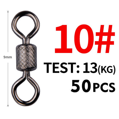 Meredith 50PCS/Lote Giradores de Pesca Rolamento de Esferas Giratório com Fecho de Segurança Anéis Sólidos Giratório para Acessórios de Pesca de Carpa