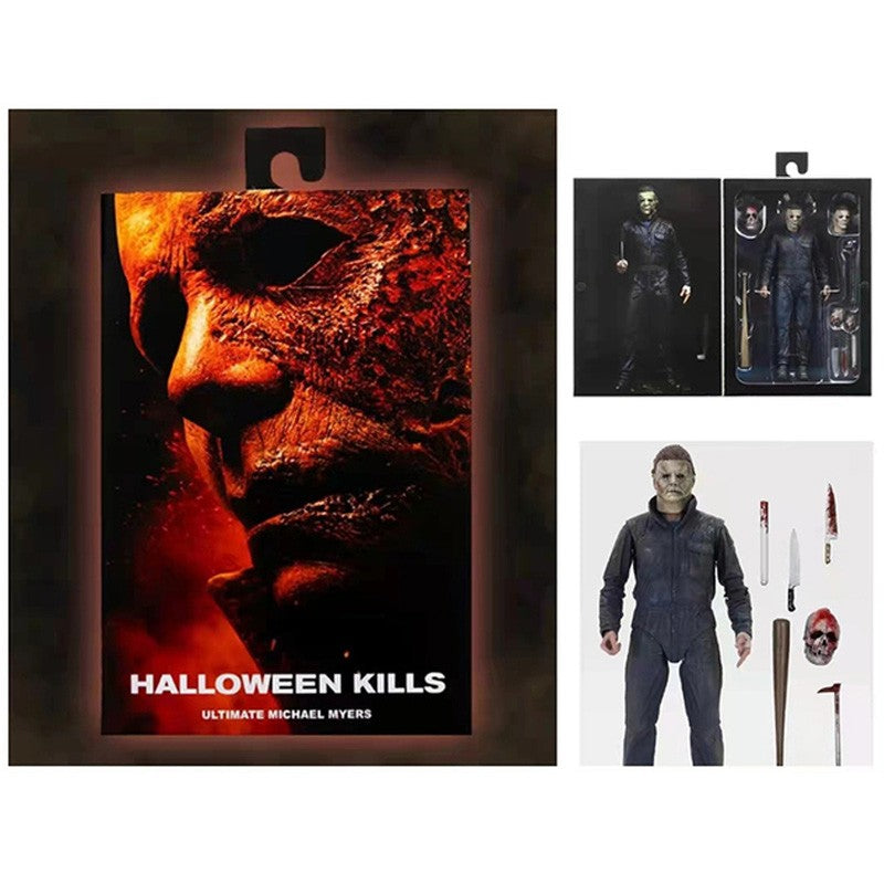 Original NECA Michael Myers Figure Ultimate Jason Voorhees Action Figure With LED Toys Christmas Halloween Horror Gift