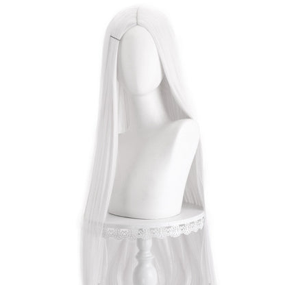 Peruca de Cosplay Longa Lisa Divisão Central Loiro Rosa Vermelho Roxo Resistente ao Calor Cabelo Sintético