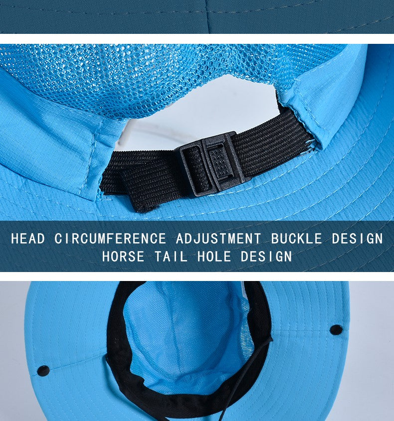 Women Ponytail Fisherman Hat Waterproof Sun Cap Pure Color Outdoor Travel Fishing Climbing Hiking Large Brim Bucket Hat undefine