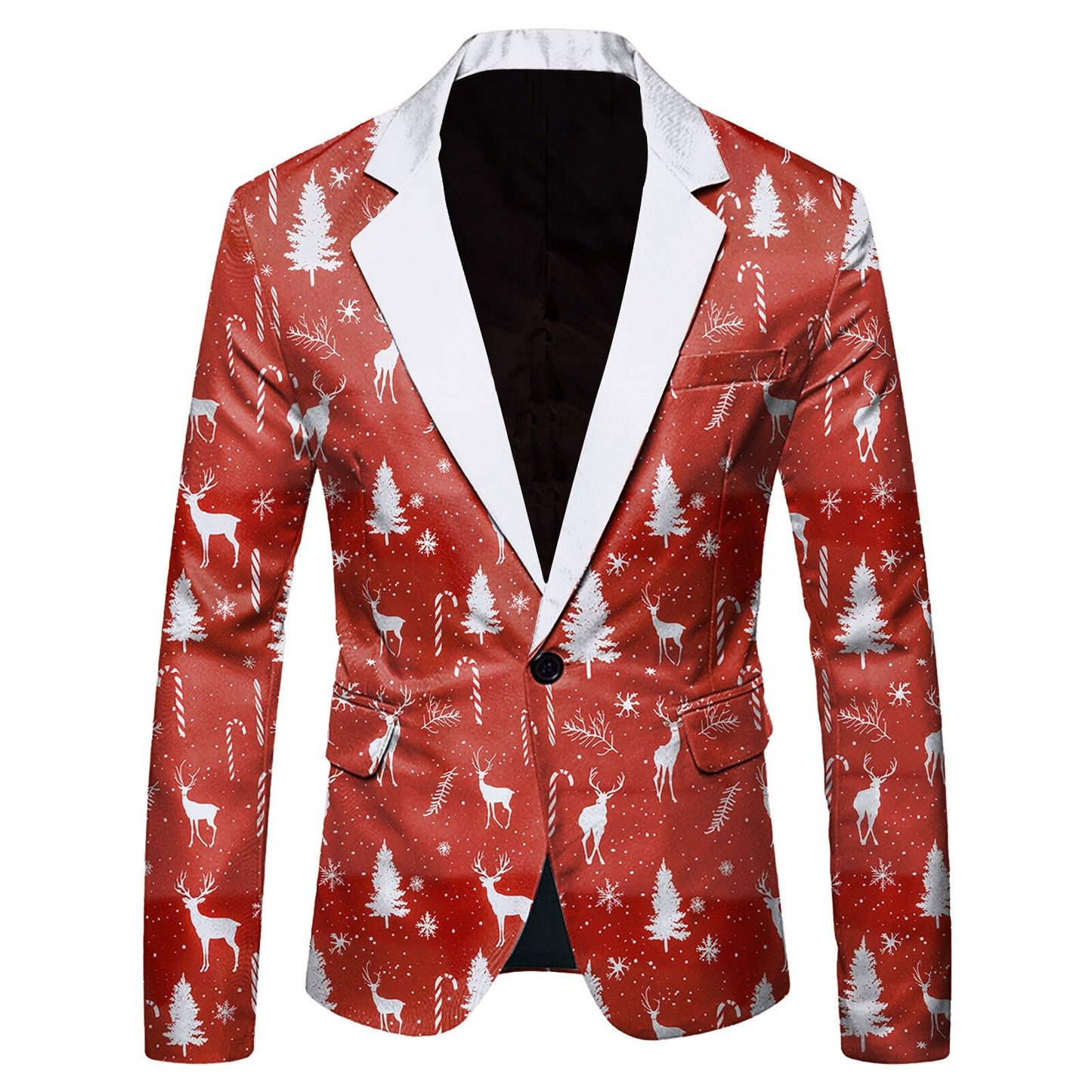 Mens Business Suit Jackets Fashion Mens Long Sleeve Lapel Button Fun Christmas Jacket With Pocket For Men Male New Year Party