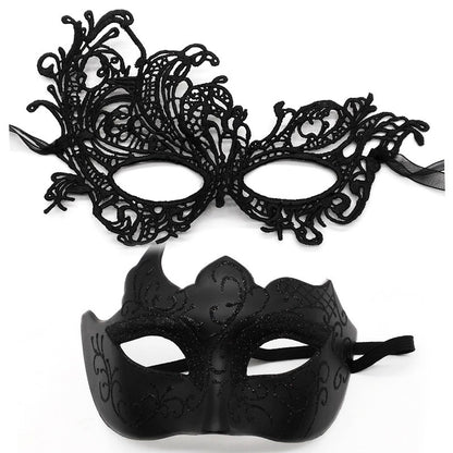 2Pcs Couples Gold Purple Black Blue Lace Masks Butterfly Venetian Face Cover for Mardi Gras Halloween Masquerade Party Costume