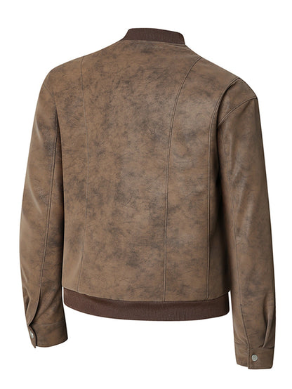 Men'S Motorcycle Jacket - Windproof Thermal Zip-Up Biker Coat with Stand Collar, Full-Zip Closure, Front Pockets - Lightweight N