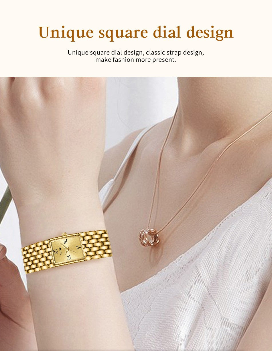LIGE Silver Watch for Women Square Ladies Quartz Wristwatches Stainless Steel Women Small Gold Watch Luxury Casual Fashion Watch