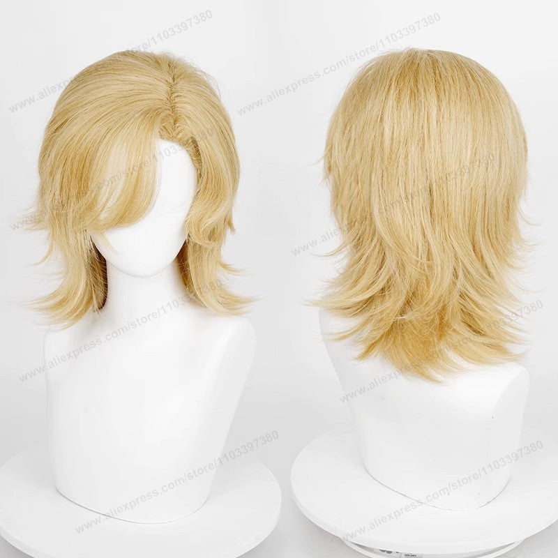 Anime 44cm Medium Basic Synthetic Side Part Hair Cosplay Wig Black White Red Silver Pink Blue Women Man Heat Resistant Hairs