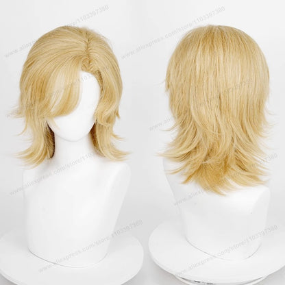 Anime 44cm Medium Basic Synthetic Side Part Hair Cosplay Wig Black White Red Silver Pink Blue Women Man Heat Resistant Hairs