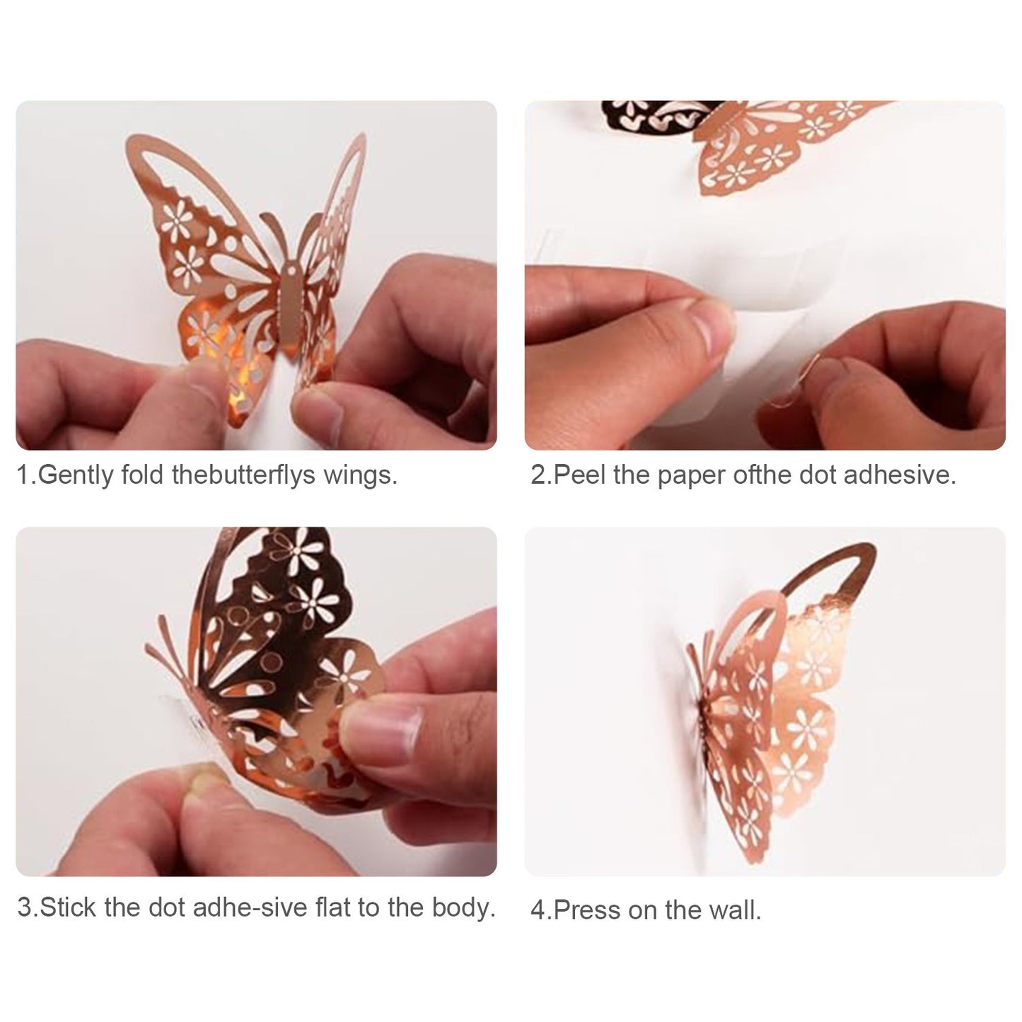 48 Pcs Silver Butterfly Decorations Butterfly Wall Decor 3D Butterfly Party Decorations Butterflies for Bouquet Cake Decorating
