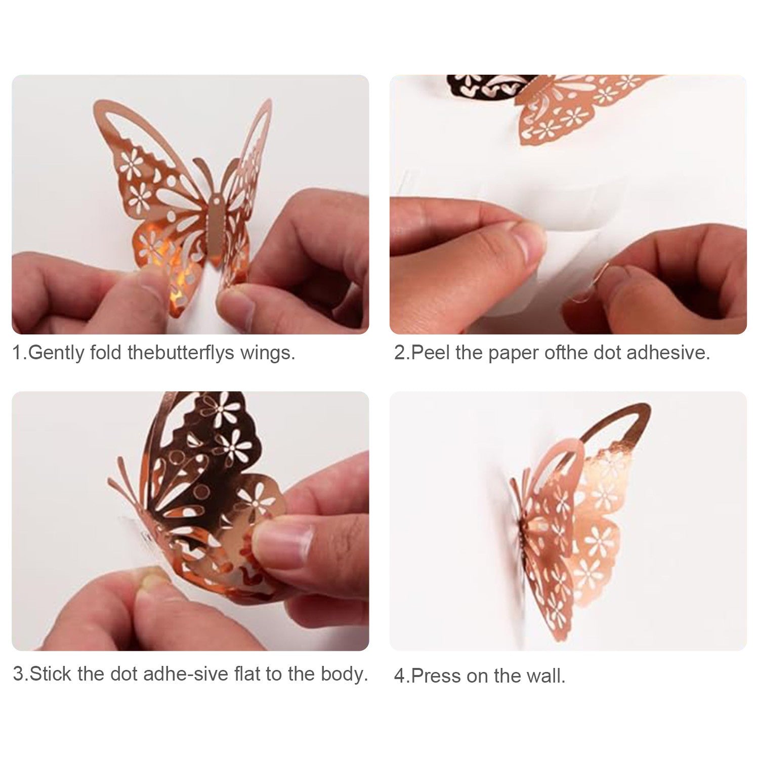 48 Pcs Silver Butterfly Decorations Butterfly Wall Decor 3D Butterfly Party Decorations Butterflies for Bouquet Cake Decorating