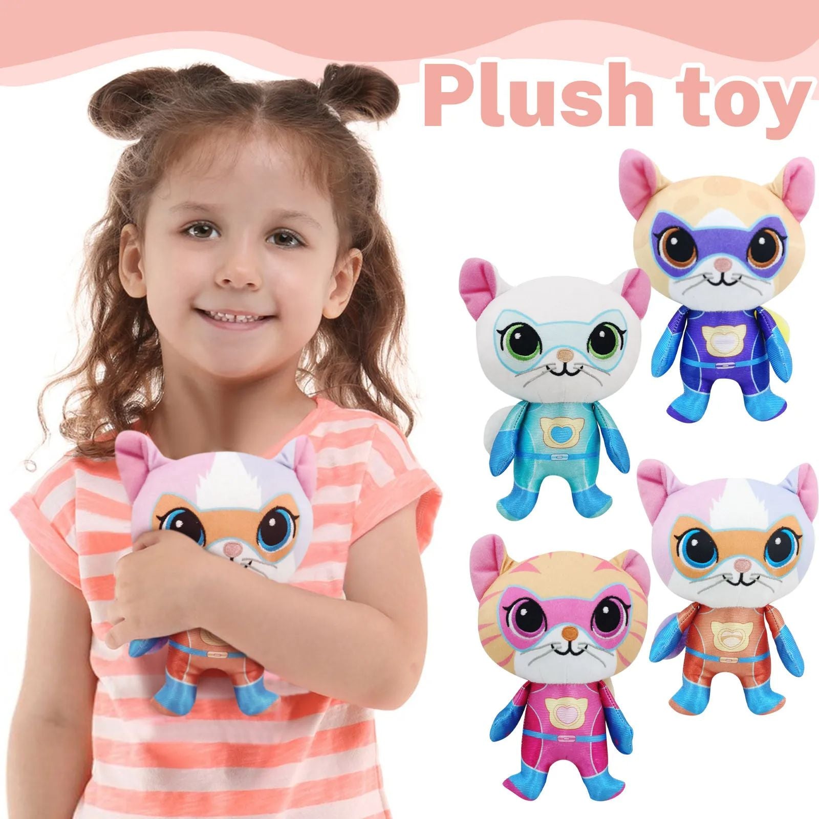 Super Kitty Team Crystal Super Soft Plush Toy Doll Blue Kitten Green Kitten Yellow Kitten Doll Children's Toy Holiday Gift