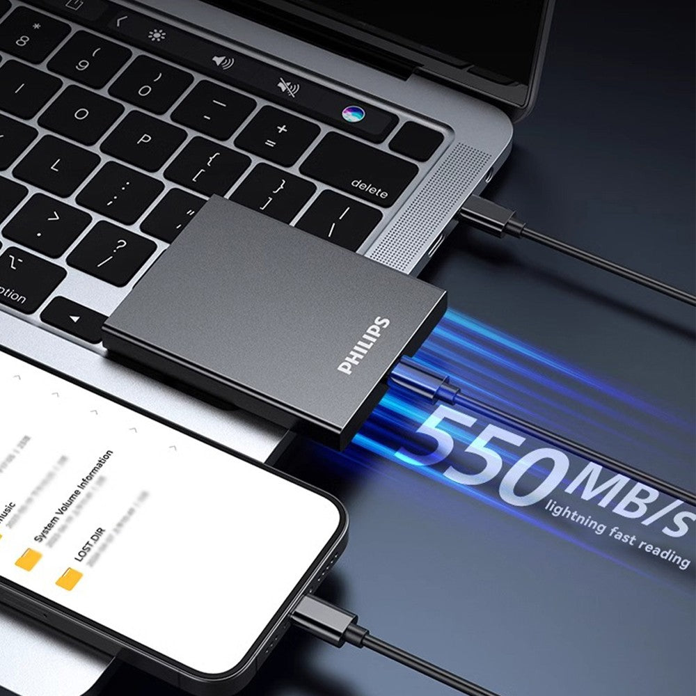 PHILIPS Portable SSD, 1TB External Solid State Drive, Speeds Up to 550MB/s, USB 3.2 Gen 2, Reliable Storage for Gaming, Students