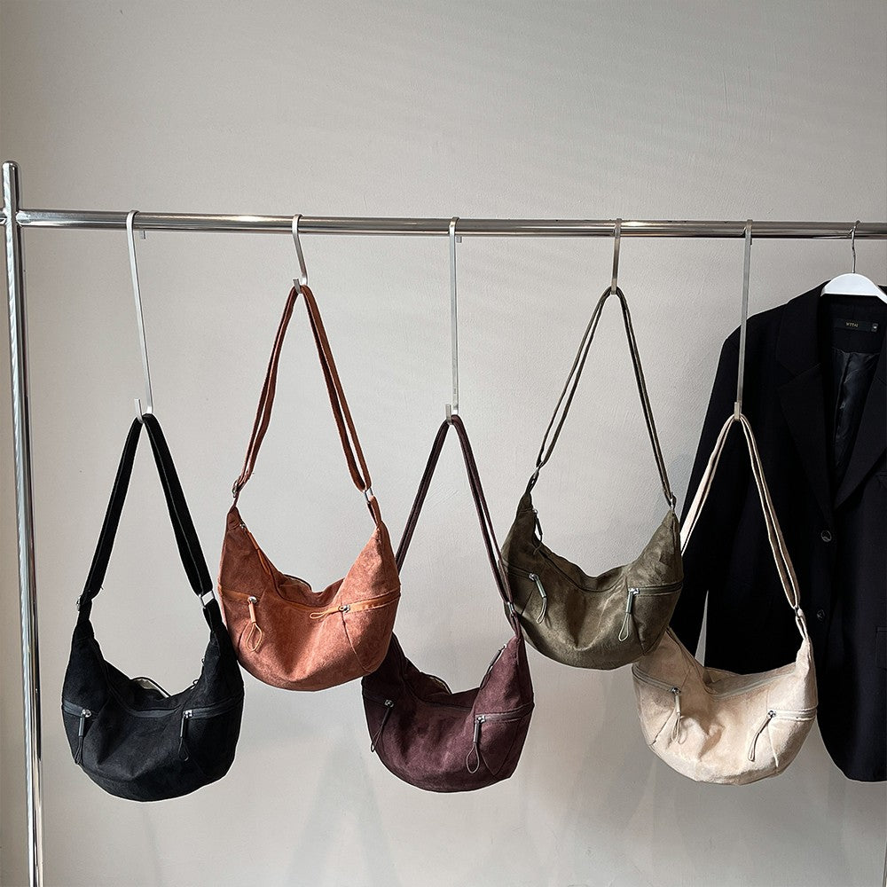 Imitation Suede Bag, New Crossbody Bag, Women's Bag, High-End Feel, Shoulder Bag, Large Capacity Commuting Dumpling Bag