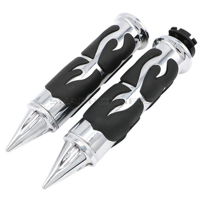 1" 25mm & 7/8'' 22mm Billet Rubber Flame Spike Hand Grips For Harley Honda Kawasaki Suzuki Yamaha  Bikes Cruiser Chopper Custom