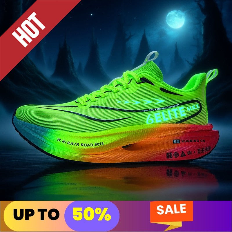 Fluorescence Running Shoes CarbonBoard Marathon Men Sports Breathable Women's Comfortable Athletic Casual Sneakers WearResistant