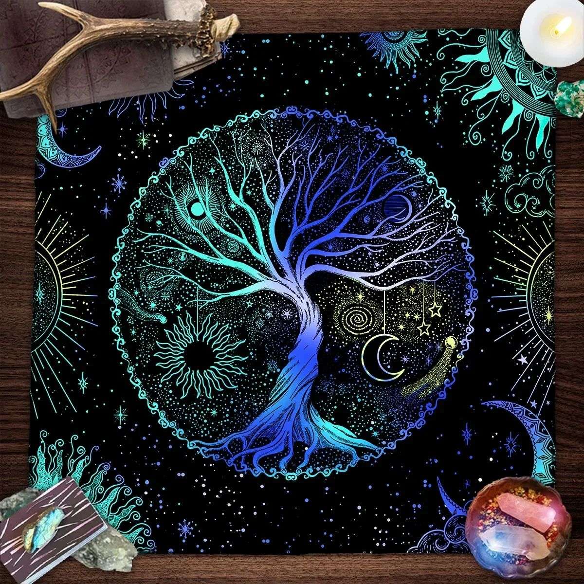 Tree Of Life Tarot Tablecloth Altar Cloth Pagan Spiritual Pendulum Witchcraft Astrology Oracle Card Pads Room Home Decor