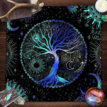 Tree Of Life Tarot Tablecloth Altar Cloth Pagan Spiritual Pendulum Witchcraft Astrology Oracle Card Pads Room Home Decor