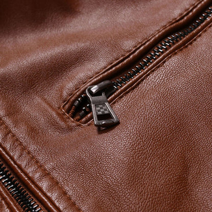 Autumn New Men Leather Coat Zipper Korean Fashion Leather Sheepskin Men Leather Jacket Trend Casual Fit Slim Baseball Clothes