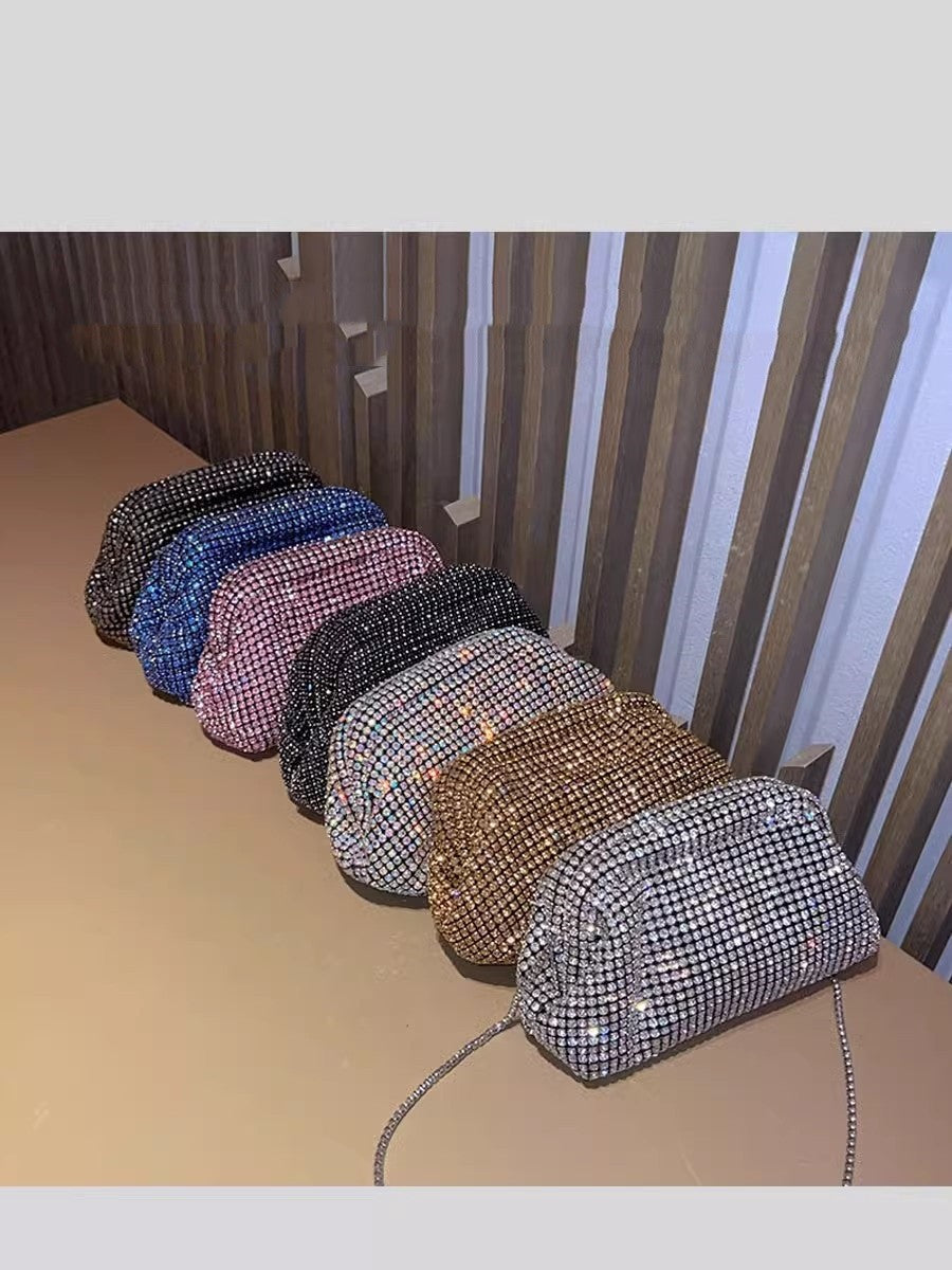 Luxury Glitter Cloud Bag Women's Handbag Crystal Shiny Rhinestones Diamond Evening Bag Wedding Party Clutch Purse Shoulder Bags
