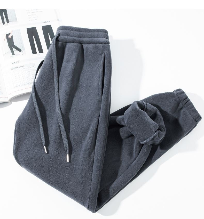 Calça Masculina Moletom Jogger Dupla Face, Mais Grossa, Folgada, Quente, Inverno, Estilo Jovem Casual, Cintura Elástica e Cor
