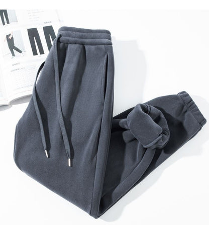 Calça Masculina Moletom Jogger Dupla Face, Mais Grossa, Folgada, Quente, Inverno, Estilo Jovem Casual, Cintura Elástica e Cor