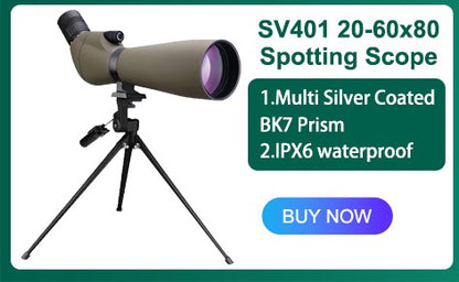 Telescópio terrestre Svbony SA412 20-60X80 com câmera Wi-Fi para fotografia e observação de pássaros