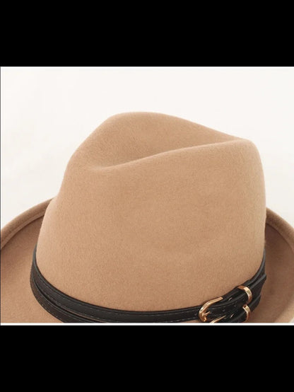 Outono Inverno Nova Moda Lã Feltro Chapéu Versão Coreana Boina Retrô Elegante Senhoras Chapéu de Jazz Aba Larga para Mulheres??