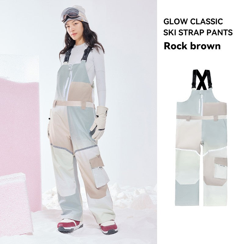 VECTOR Thick Men Women Ski Pants Straight Overalls Jumpsuit Skiing Bib Waterproof Winter Warm Windproof Outdoor Sports Snowboard