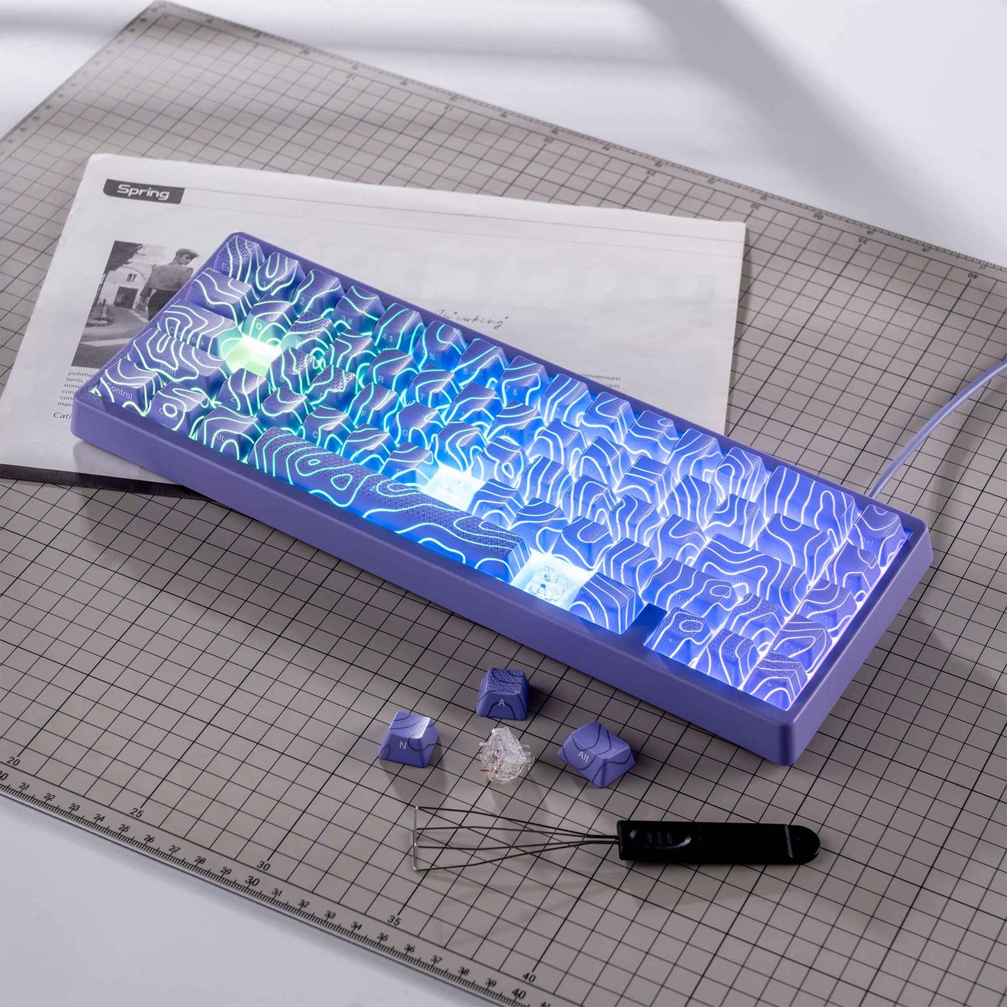 Teclado Mecânico XVX M67 JadeStone com Teclas IMD-Tech Hot Swappable Design Gasket Teclado com Retroiluminação RGB Personalizada Tri-Modo