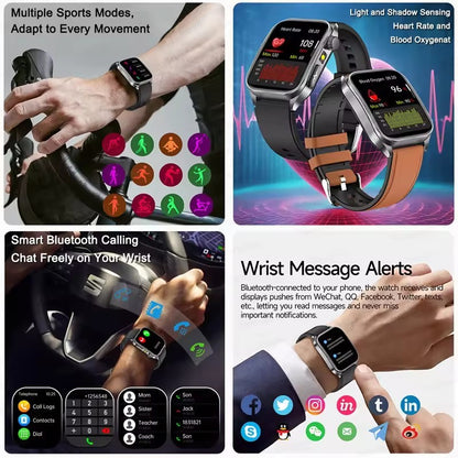 2025Novo 650nm Laser Condicionamento Safira Vidro Smart Watch Homens ECG Frequência Cardíaca Micro Exame Físico Saúde Smartwatch Temperatura