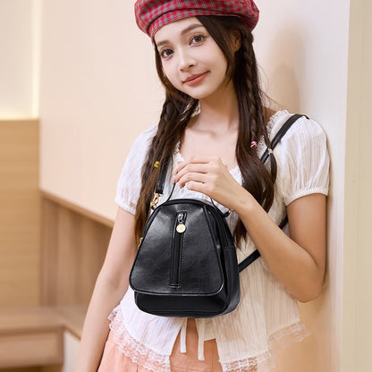 Fashion Women Mini Backpack Solid Color Soft Pu Small Backpacks Female Casual Outdoor Travel Rucksack School Baskpack for Girls