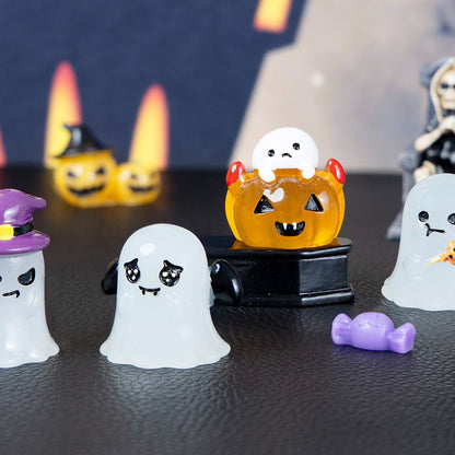 6Pcs Halloween Micro Landscape Miniature Figurines Resin Craft Mini Fairy Garden Ornaments Pumpkin Ghost Owl Home Decor