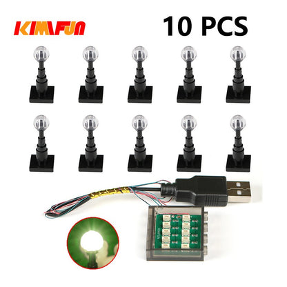 10PCS 0.8mm Pino RGB LED Blocos de Montar USB Lâmpada DIY Luz de Rua Cidade Decoração Elétrica 1X1 Tijolo Compatível com Todas as Marcas