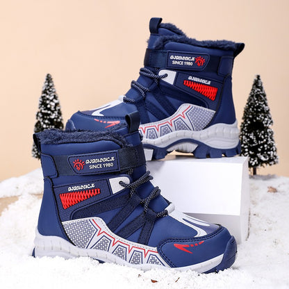 Kids Snow Boots Winter Fashion High Top Warm Plush Comfortable Anti Slip Stable Walking Shoes Boys Outdoor Sneakers Size 30-40