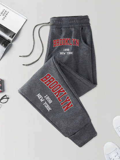 Brooklyn New York 1898 Prints Pocket Sweatpants Men'S Street Autumn Long Pants Elastic Waist Jogging Trousers Basic Comfy Pant