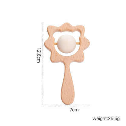 Baby Wooden Koala Hand Rattles Teether Toys Wooden Ring Montessori Toys Owl Shape Musical Rattle  for Baby Gifts Teething Toys
