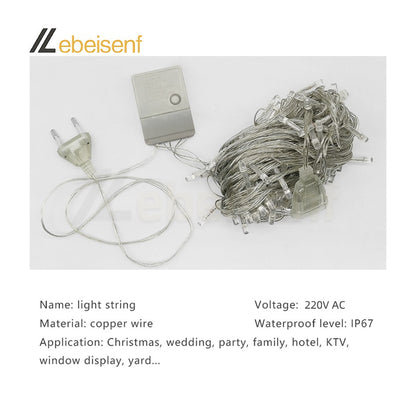 LED String Light 5/10M 50/100LEDs AC 220V EU Plug Indoor Outdoor Decor Wedding Party Christmas Tree Home Garden Patio Decoration