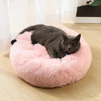 Cama Redonda Para Gatos Casa Macia Pelúcia Longa Ninho Cama Para Animais de Estimação Cesta Para Cães Produtos Para Animais de Estimação Almofada Tapete Animais Sofá Para Dormir Terno Para o Inverno