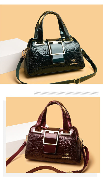 2 layer Large Capacity Tote Bag Luxury Handbags Women Bags Designer Crocodile Pattern Ladies Boston Shoulder Bag High Quality