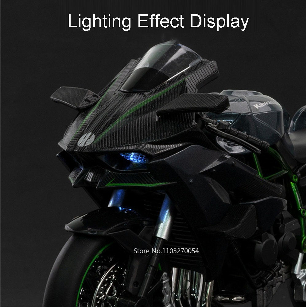 1:12 Kawasaki H2R BWM S1000RR Liga Motocicleta Brinquedos Diecast Carro em Miniatura Direção Roda Dianteira Moto Presente de Natal Crianças