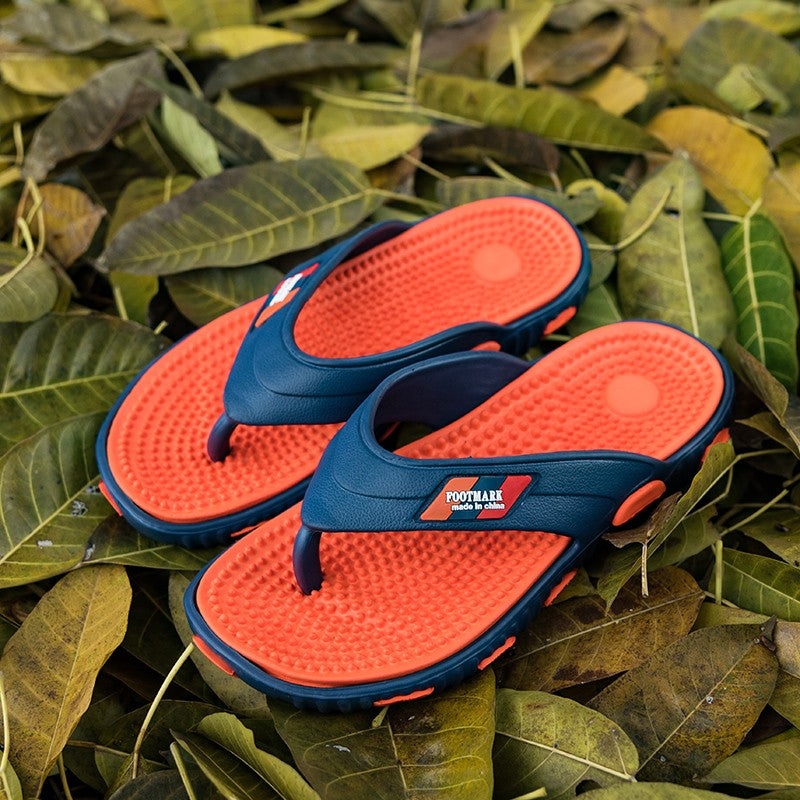 Ngouxm Summer Big Size Youth Slippers Men Massage Non-Slip Cool Outside Flip Flops Breathable Thick-Soled Toe Sandals