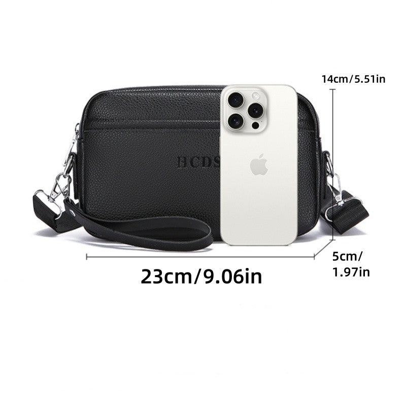 New Style Casual Men's Single Shoulder Bag - Portable Side-Hand Carrying Bag With Wrist Strap - Business-Style Crossbody Bag