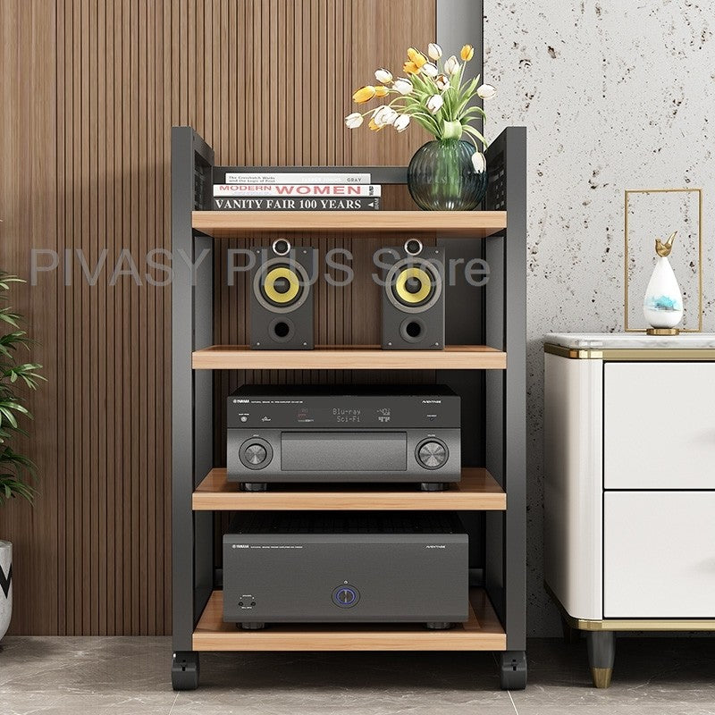 Rack Amplificador de Relevo 4 Cores, 3 Ajustes de Altura, Prateleira de Áudio, Suporte de Alto-Falante Grau E1 para Home Theater, Armazenamento de Amplificadores e Reprodutores