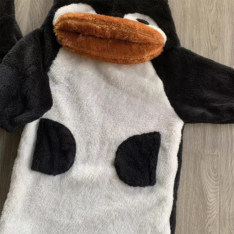 2025 Winter Infants Toddlers Pajamas Set Penguin Style Children's Warm Thicken Flannel Sleepwear Soft Loose 2 Pcs Suit Plush Pjs