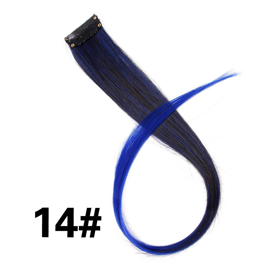 Apliques Sintéticos Presilha de Uma Peça Extensões de Cabelo Arco-Íris Cabelo Sintético Liso Peças de Cabelo de 45cm Longo Ombré Rosa Roxo Vermelho Azul