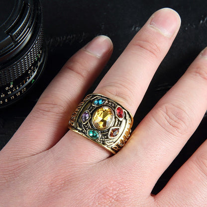 Cool New Fashion Men's Power Ring Infinity Wars Thanos Cosplay  Anime Alloy Ring Jewelery Punk Gothic Hip Hop Ring Male