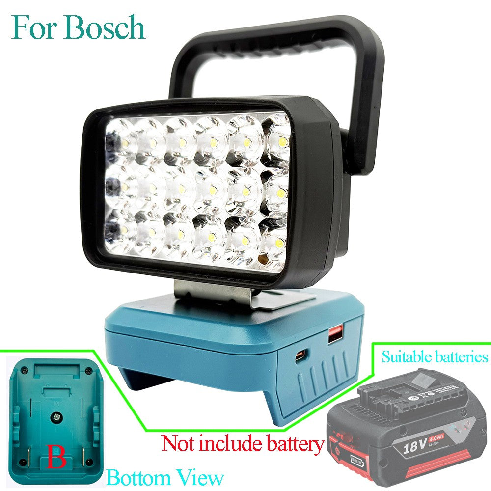 Para Makita Para Milwaukee Para Dewalt Para M18 Para Bosch Bateria de Lítio Estojo Banco de Potência USB Lanternas Holofote Luzes de Trabalho Lâmpada