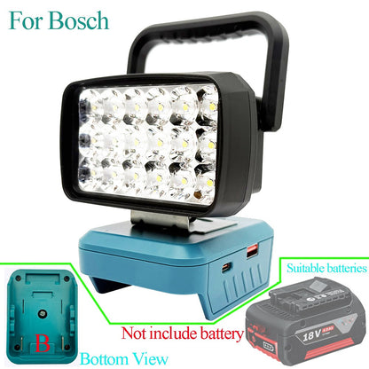 Para Makita Para Milwaukee Para Dewalt Para M18 Para Bosch Bateria de Lítio Estojo Banco de Potência USB Lanternas Holofote Luzes de Trabalho Lâmpada