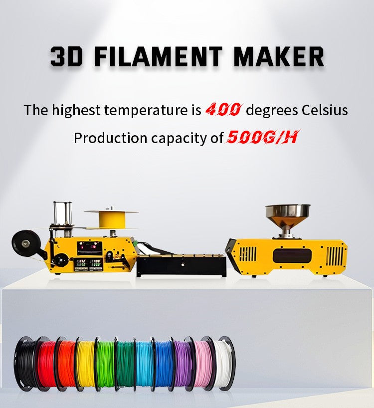 Extrusora HT400 Fabricante de Filamento 3D Extrusora de Filamento 3D Máquina de Extrusão de Consumíveis de Impressão 3D de Mesa Bicos de 1,75mm 2,85mm 3mm