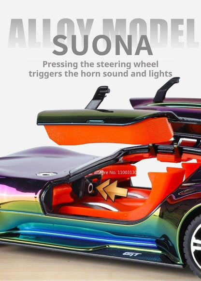 1:24 Visão GT 300SL Carro Esportivo Modelo Liga Fundida Brinquedos Som Luz Puxar para Trás Portas Abertas Veículos Miniatura Presentes para Crianças